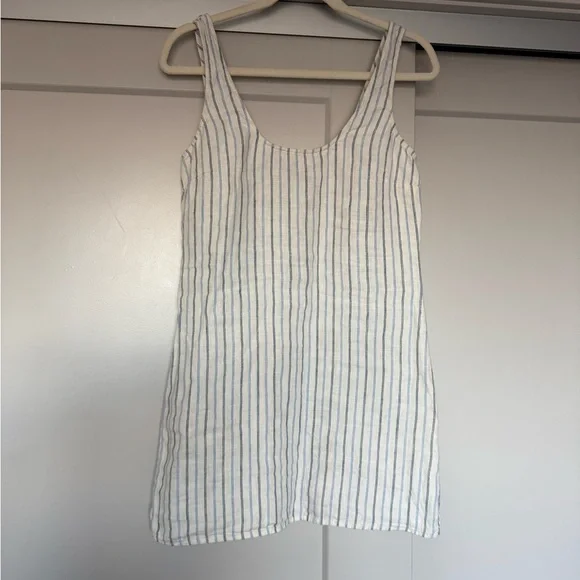 Reformation Linen Blue and White Striped Mini Dress - Picture 6 of 8